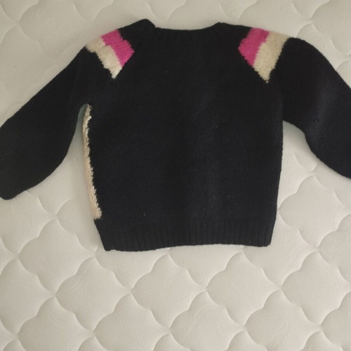 Baby handmade wool sweater like new, black and pink