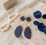Earrings like new, polymer clay with gold leaf and steel elements