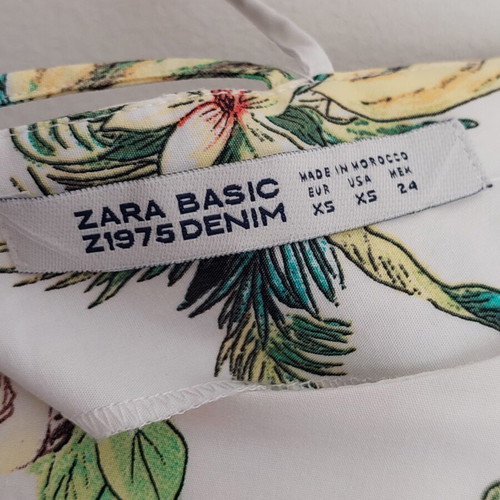 Zara women's blouse, white with colorful floral print, XS-M