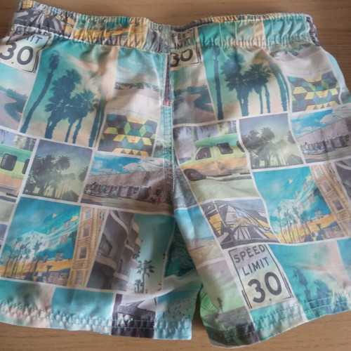 H&M kids swimwear used, white and blue, missing cord