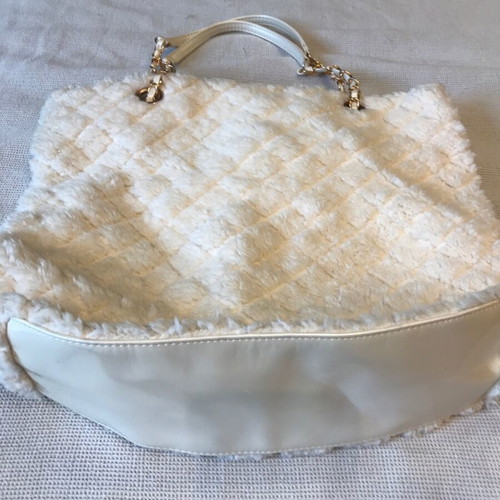 Tally Weil cream fur shoulder bag like new with gold chains