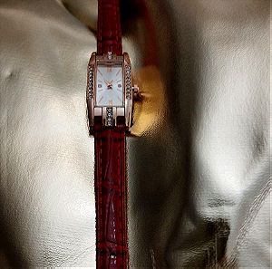 Γυναικείο ρολόι χειρός με δερμάτινο PU λουράκι χρώματος κοκκινου