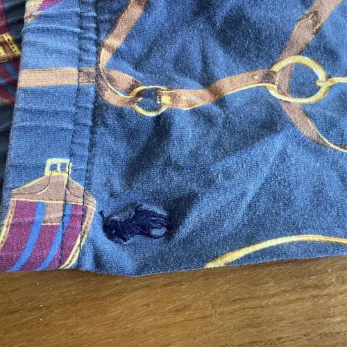 Ralph Lauren leggings size S used, blue with brown gold equestrian print