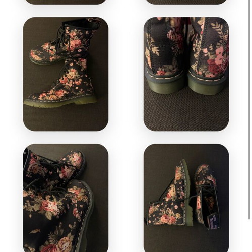 Dr. Martens 11821 Floral Victorian Canvas Lace Up Ankle Boots Womens