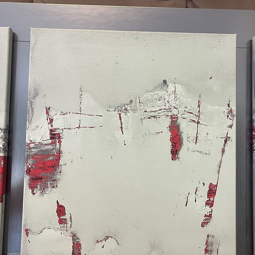 Triptych Painting oil print on canvas by Leys Gemma like new
