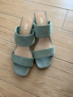 Zara summer mule shoes suede size 36 turquoise like new