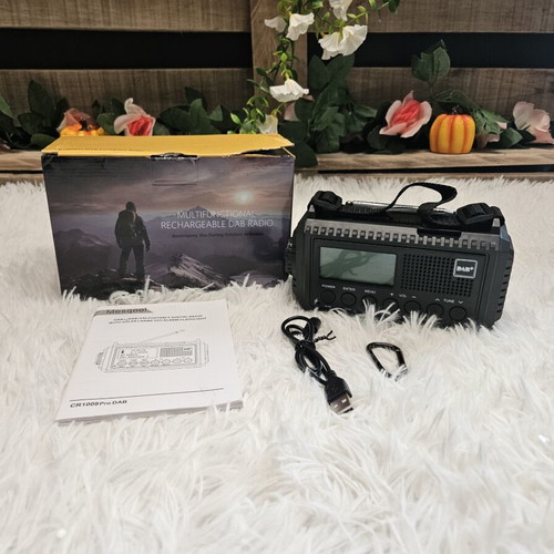 Solar FM Radio DAB+ portable with LED flashlight and reading lamp
