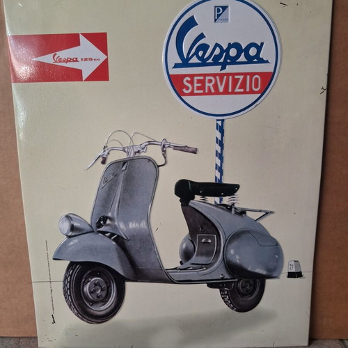 Metal Vespa Service Advertising Sign like new