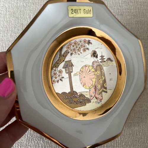 Chokin vintage porcelain decorations with 22K gold plating like new