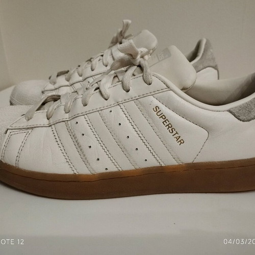 Adidas Superstar used white and grey athletic shoes size 41 and 1/3