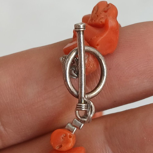 Necklace with large natural coral pieces, 50 cm