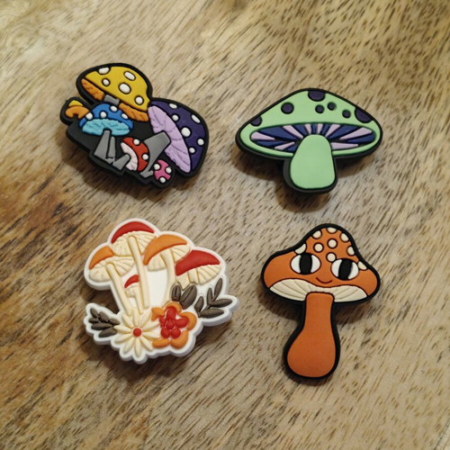 Pins for Crocs mushrooms set of 4 new, colorful