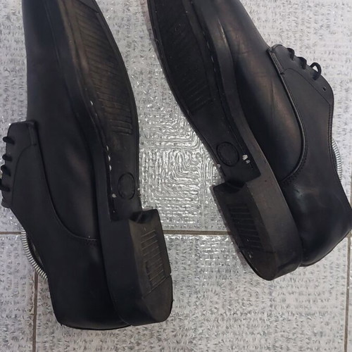 Leather military shoes size 45, classic style, black, like new