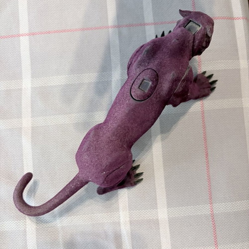 Mattel Panthor Purple Cat Masters of the Universe MOTU 2001 Armor Push Button used, small velvet wear
