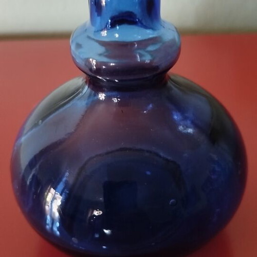 Vintage hand-blown cobalt blue glass bottle like new