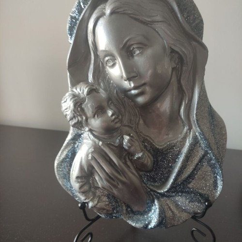 Icon of Virgin Mary with Christ in plaster, like new