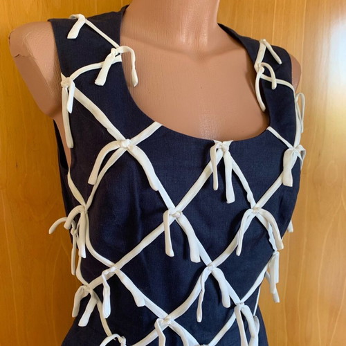 Vintage dress David Warren rayon-linen like new with unique back design