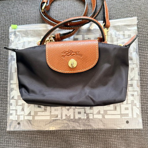 Longchamp Le Pliage pouch mini like new, black and brown