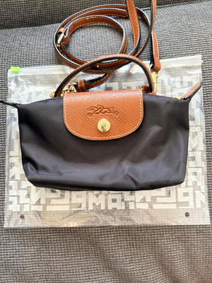 Longchamp Le Pliage pouch mini like new, black and brown