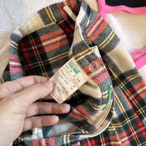 United Colors of Benetton children's plaid skirt with embroidered flowers, size 6 years