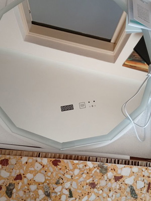 Led bathroom mirrors with time and temperature display, set of 2, new