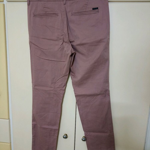 Men's pink-salmon fabric pants like new, straight fit