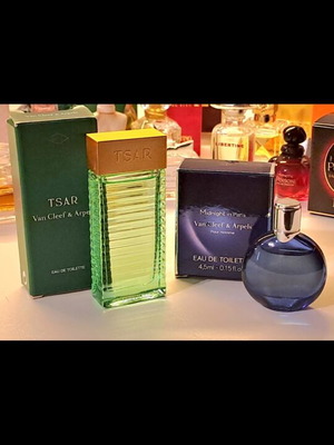 Van Cleef & Arpels Midnight in Paris and Tsar Pour Homme vintage miniatures