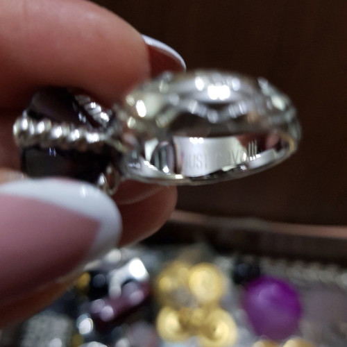 Cavalli ring with large purple Swarovski stone new