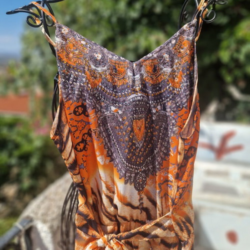 Summer one-piece jumpsuit new, tiger print with belt