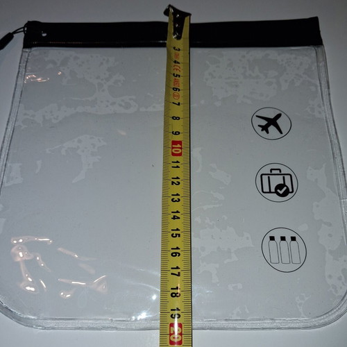 Travel Cosmetic Bag transparent with black handle 20x20cm new
