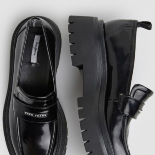 Queen Oxford Pepe Jeans women's loafers new, black patent leather, size 40
