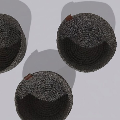 Set of 3 decorative baskets new, anthracite color