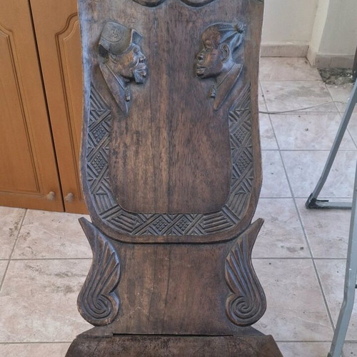 African handmade wooden chairs used, set of 2