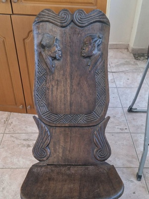 African handmade wooden chairs used, set of 2