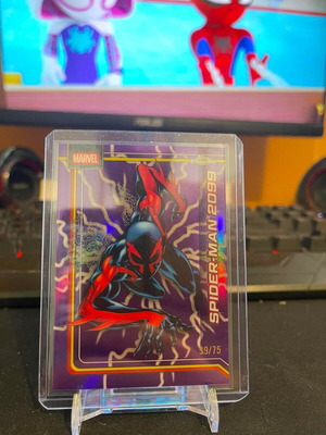 Topps Chrome Marvel 2026 Spider-Man 2099 Purple Lightning Refractor card