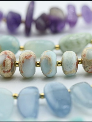 Handmade necklace with semi-precious stones and gold-plated silver made to order