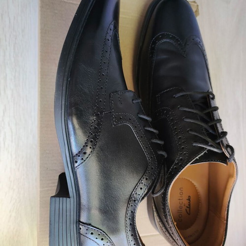 Clarks Brogue Oxford Leather Shoes Size 45 Like New Black