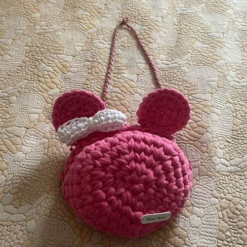 Handmade Minnie Mouse bag new, pink children's with white bow