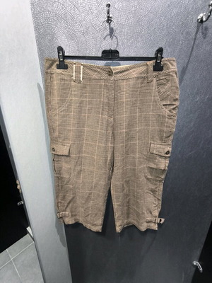 Cecil Capri Cargo Checkered Pants XL like new, beige brown