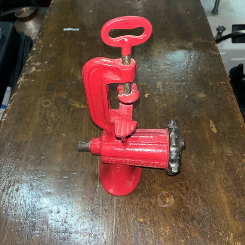 Antique manual meat grinder used, 1950s, ideal for decor