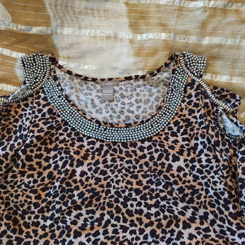 C.Oliver leopard print blouse with studs XL new