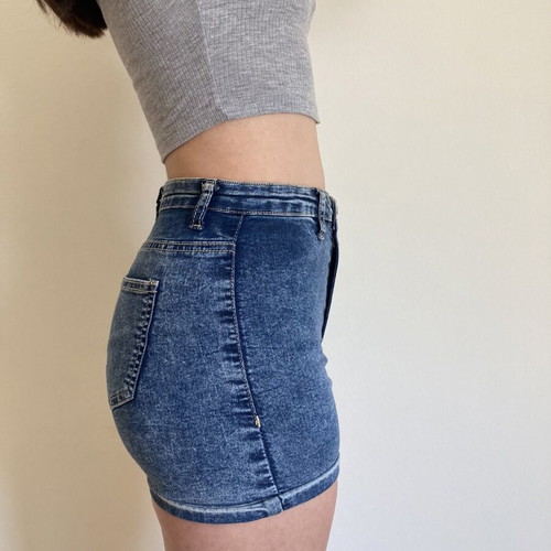 Blue high-rise denim shorts like new, size S