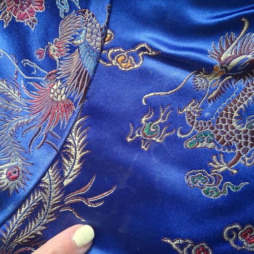Chinese blouse XS used with broken zipper, vintage satin fabric