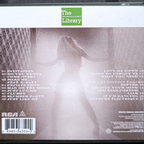 Britney Spears Glory CD used collectible from Indianapolis Public Library
