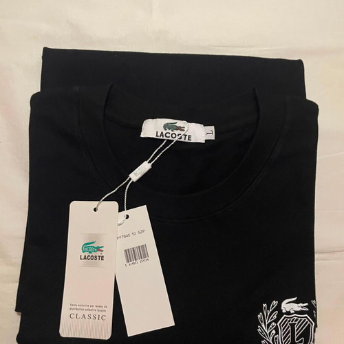 Lacoste T-Shirt Triple Logo Black size L new
