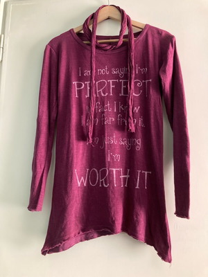 Long blouse used size S fuchsia with scarf