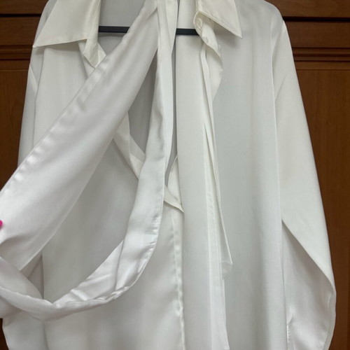 Vassia Kostara white satin bow shirt new