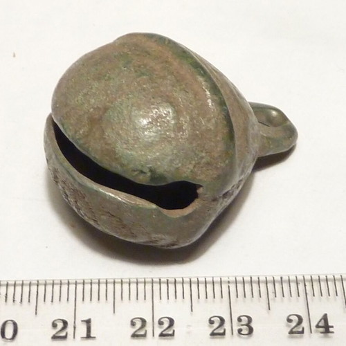 Antique bronze bell used, horse tack rattle