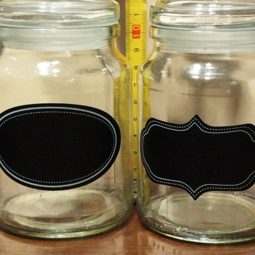 Glass storage jars like new, set of 3 with chalkboard labels