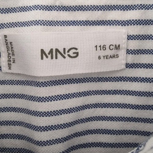 MNG Boys' Dress Shirt 6 Years 116cm Like New White Blue Striped